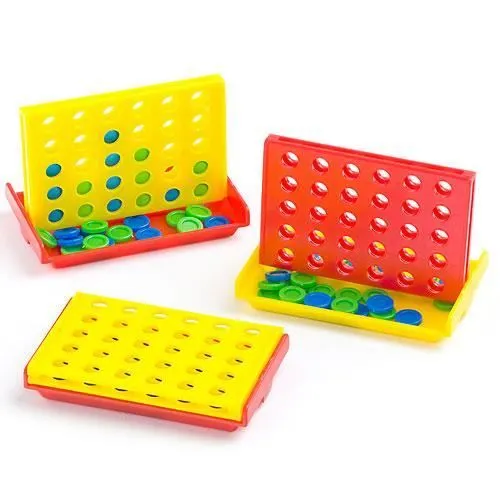 Lot de 6 Mini Jeux Puissance 4 - BAKER ROSS - Jeu de voyage - poche - Différentes couleurs-0
