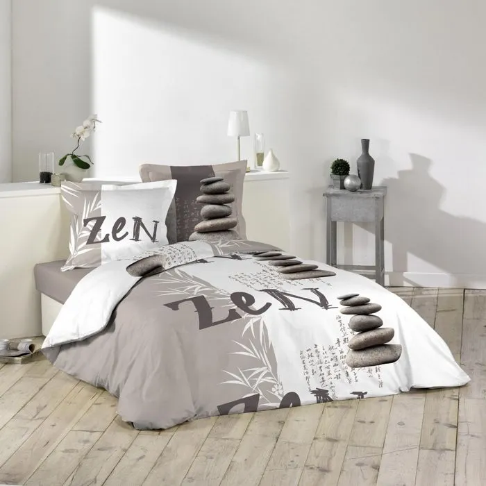 Parure de couette - DOUCEUR D'INTERIEUR - GALETS ZEN - 100% coton - 240x220-0