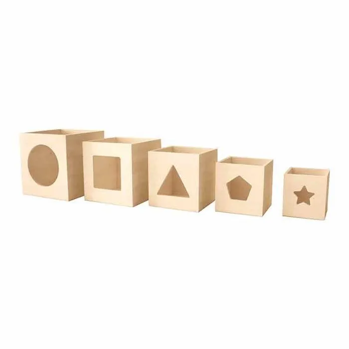 Cubes empilables - Bois - 5 pièces - Personnalisables - Dimensions de 6,5 à 12 cm - Décoration créative-0
