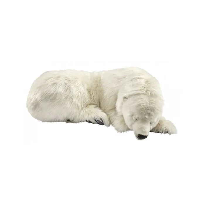 Peluche Ours polaire dormeur 105 cm - ANIMA - Peluche - Blanc - Jaune-0