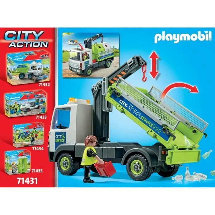 PLAYMOBIL 71431 Camion-grue de recyclage de verre - City Action - Avec grue pivotante - Dès 4 ans-5