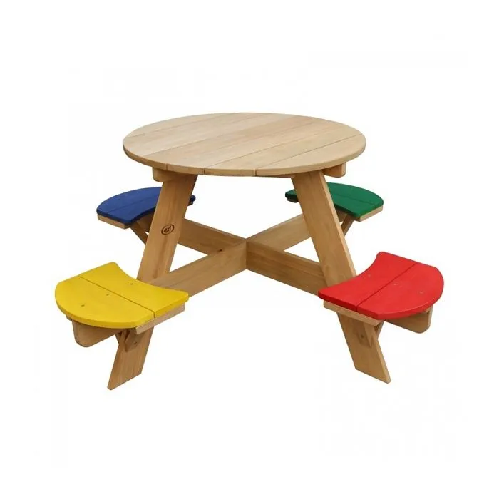 Table de pique-nique - AXI - UFO - Ronde - Bois 100% FSC - Résistante aux intempéries-0