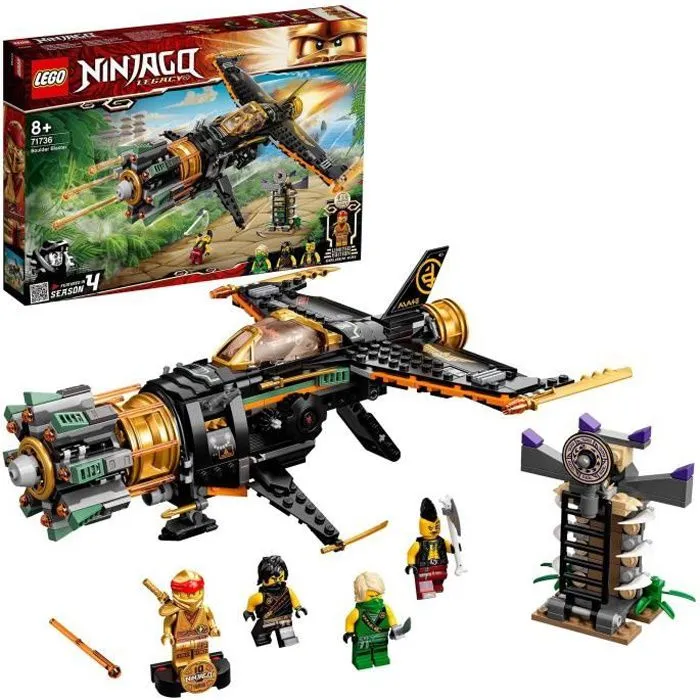 LEGO® NINJAGO® 71736 Le jet multi-missiles, jouet d'avion Boulder Blaster avec prison et figurine de Ninja Kai Or à collectionner-0