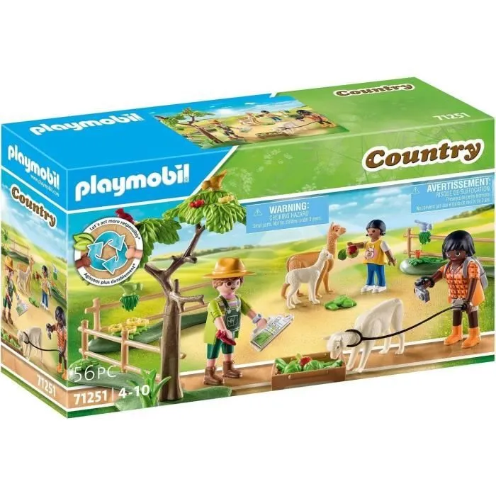 PLAYMOBIL 71251 Enclos à alpagas et randonneurs, Country La Ferme, 56 pièces, Dès 4 ans-0