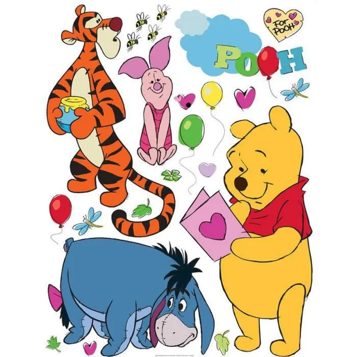 Stickers - Disney - Winnie & ses amis - 42,5 x 65 cm - Jaune et bleu - Décoration murale-1