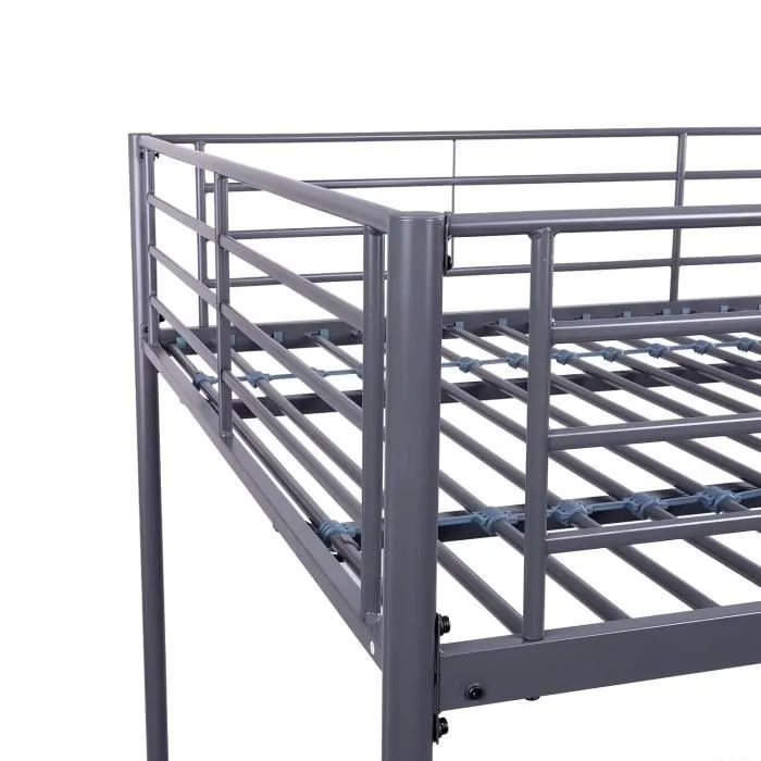 Lits superposés en métal - Dark Grey - Sommiers inclus - 2 x 140 x 190 cm - ALICE-4