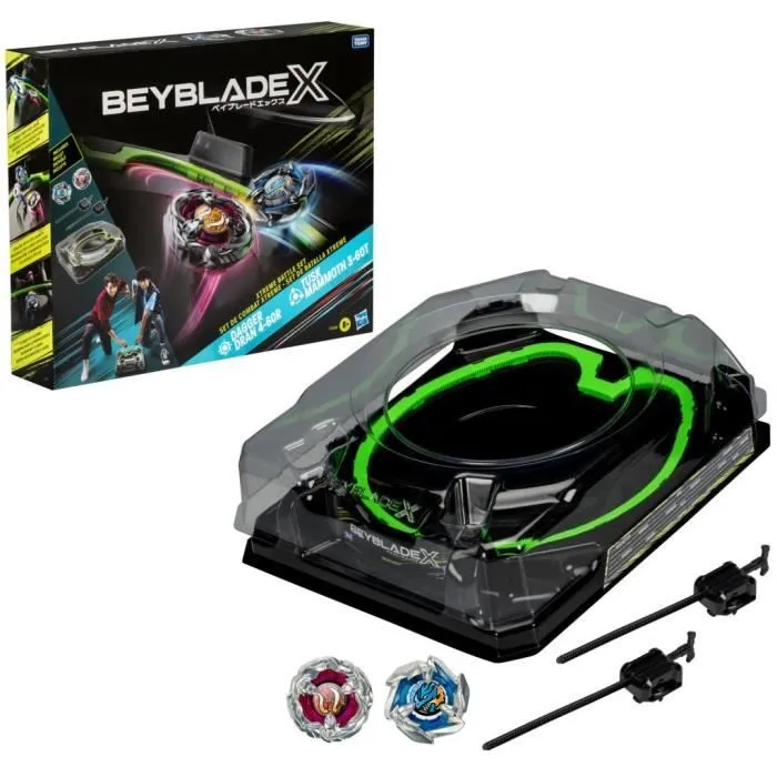 Beyblade X Set de combat Xtreme avec arène Beystadium, 2 toupies à rotation droite, 2 lanceurs, dès 8 ans-0