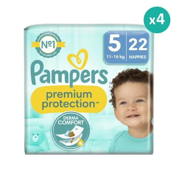 Pack 4x22 Couches Pampers Premium Protection Taille 5 - Blanc - 11kg à 16kg-0