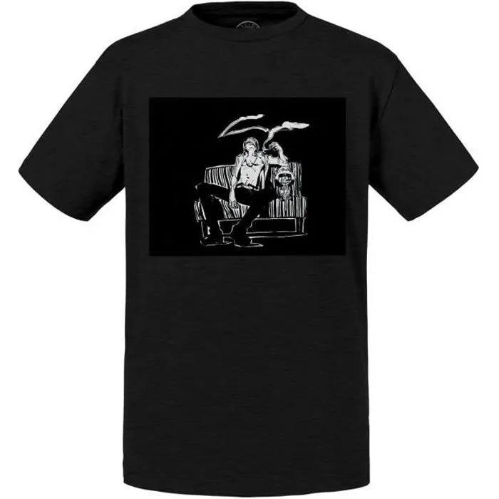 T-shirt Enfant Noir One Piece Sanji Vin Smoke Noir et Blanc Manga Anime-0