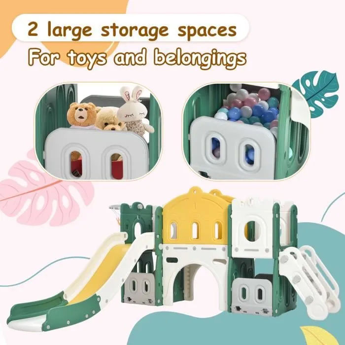 Toboggan enfants 6 en 1 - MODERNLUXE - Fabriqué en HDPE - vert-2