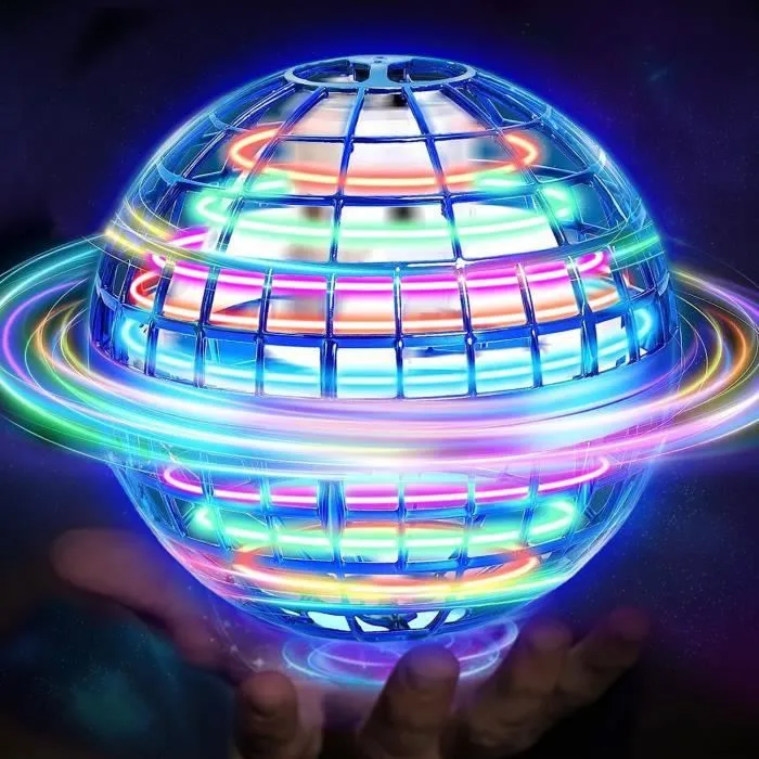 Boule Volante Lumineuse, Magique Balle Volante Flying Boomerang Ball Spinner, Ballon Volant Lumineux Drone Hoverball, Jouet Cadeau-0