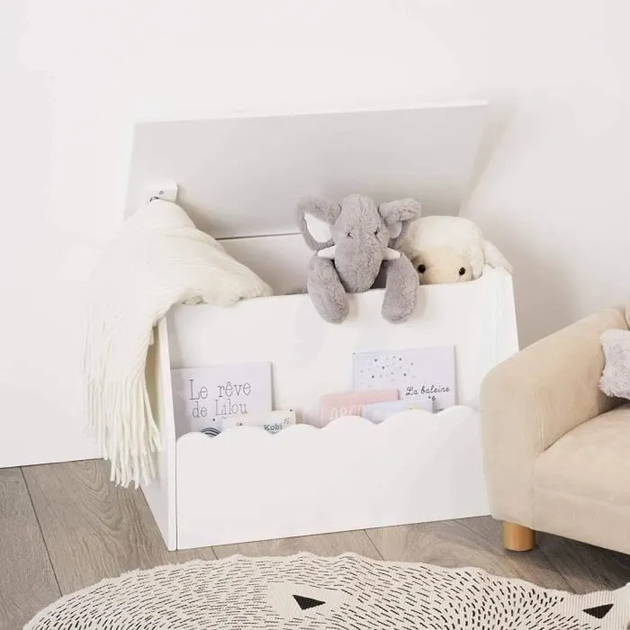 Coffre de rangement et Bibliothèque pour Chambre d'Enfant - ATMOSPHERA - Blanc - Bois de Pin et Bois MDF-1