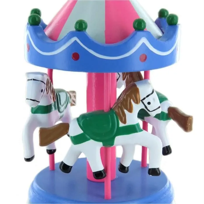 Boîte à musique - Carrousel miniature en bois avec chevaux tournants - Rigoletto (Giuseppe Verdi)-1