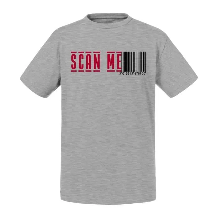 T-shirt Enfant Gris Code Barre Scan Me Noir et Rouge-0