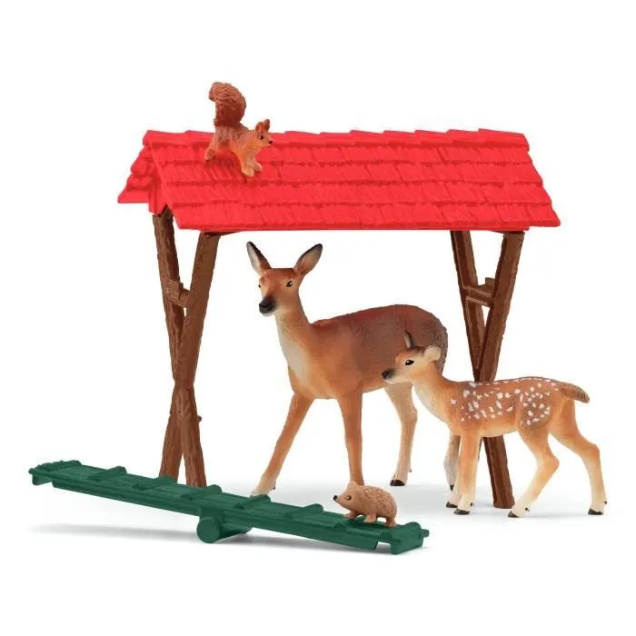 Cabane des animaux de la forêt, Coffre schleich 42658 Farm World, pour enfants dès 3 ans-4
