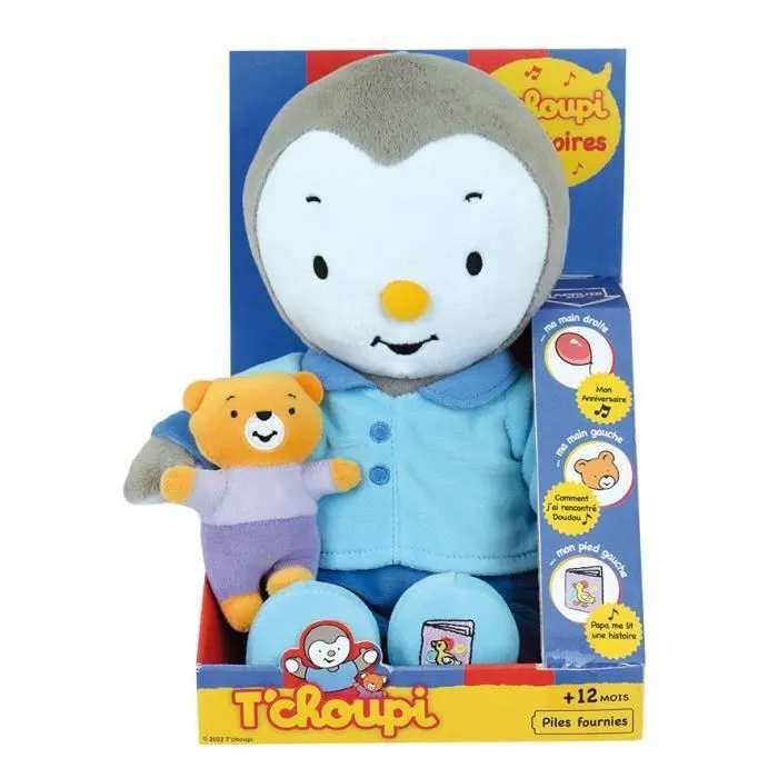 Peluche T'CHOUPI Raconte moi une histoire - JEMINI - ± 30 cm - Bleu - Enfant - Mixte-1