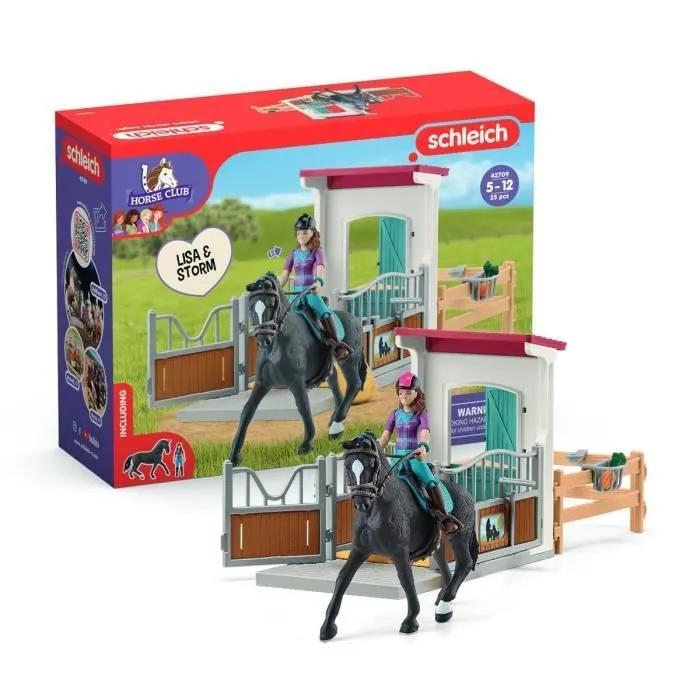 Horse Box Lisa et Storm, Figurine cheval et accessoires, SCHLEICH 42709 Horse Club, dès 5 ans-0