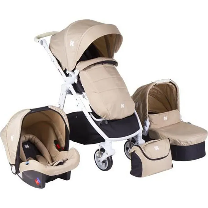 Poussette combinée trio 3 en 1 avec siège auto UGO beige KikkaBoo-0