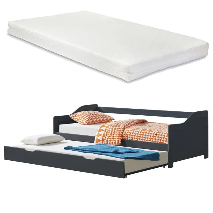 [neu.haus] et [en.casa] Canapé-lit Convertible avec 2 Matelas Lit Gigogne Divan Canapé d'appoint Bois Pin Contreplaqué Mousse à-1