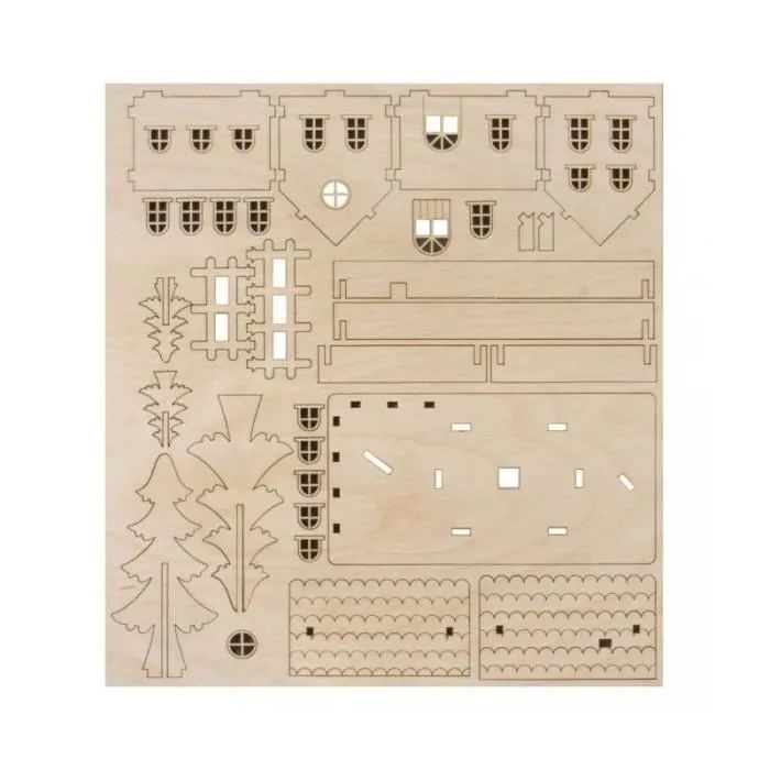 Kit Maison 3D - Rayher - 17.5x9.4x14 cm - 30 pièces - Décoratif - Bois brut-2