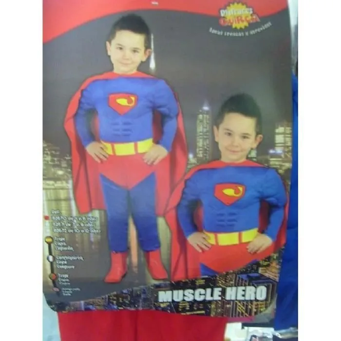 Déguisement Super Hero 5/6 Ans - FIESTAS GUIRCA - Combinaison, cape, ceinture - Bleu - Polyester - Intérieur-1