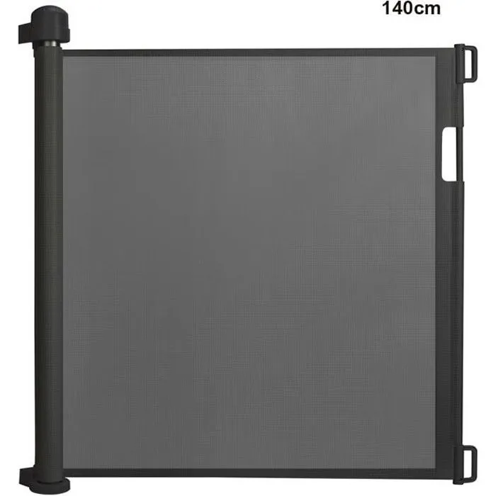 HENGMEI Barrière sécurité bébé (0 à 140 cm) Extensible et Enroulable d'Escaliers et Portes, Noir-0
