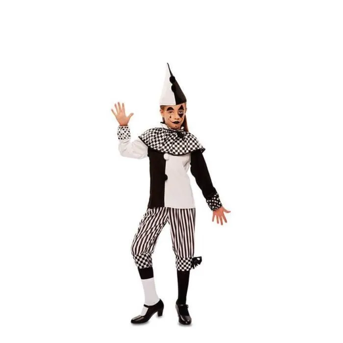 Déguisement Arlequin Blanc et Noir Disfrazzes - Fille - Chemise, pantalon et chapeau - Intérieur - 5 ans-0