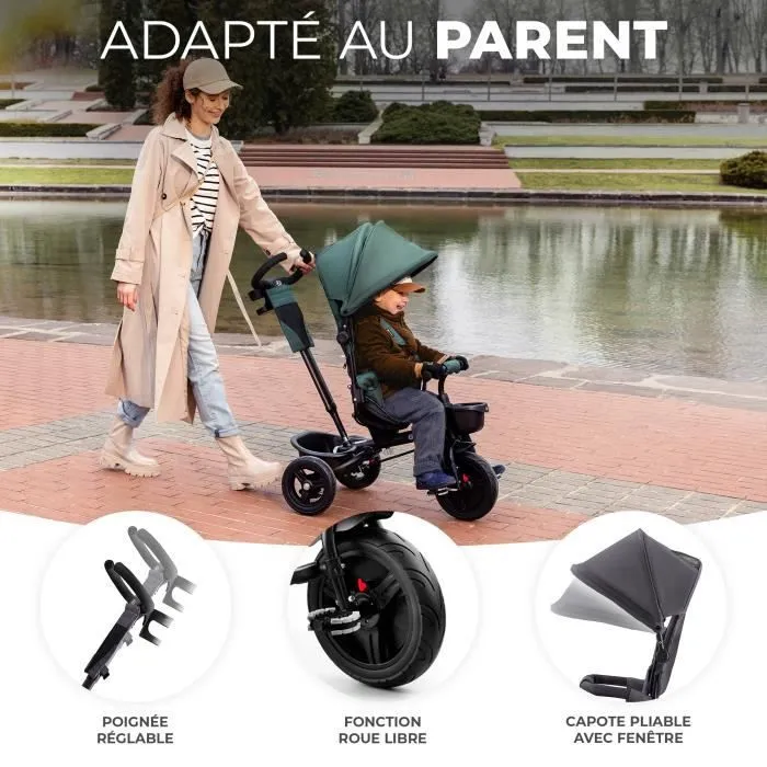 Tricycle évolutif 3 roues KINDERKRAFT Aveo - De 9 mois à 5 ans - Selle pivotante - Mystic green-2