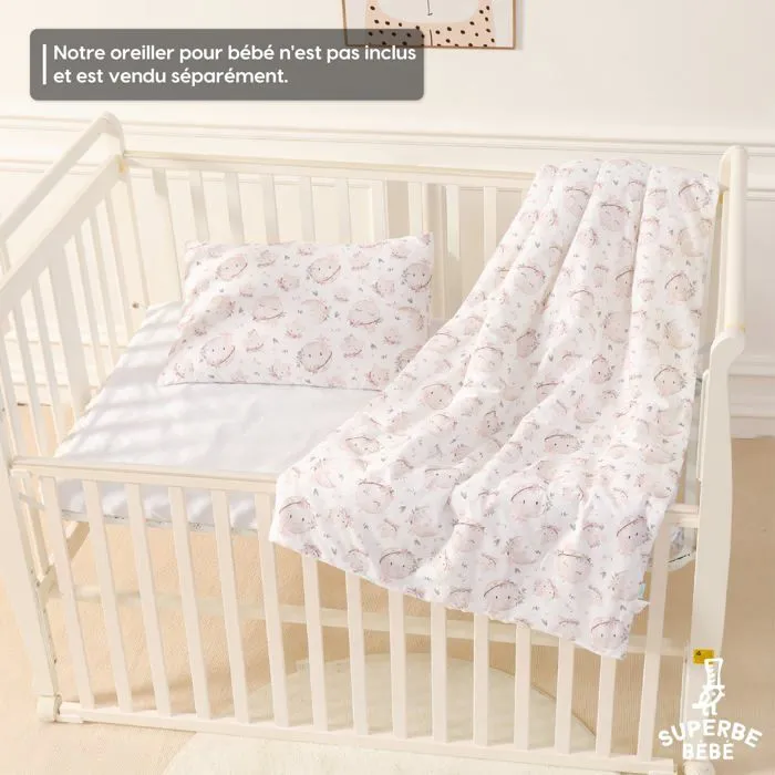 Couverture en Coton et Minky - 75x100 - Aster White | SUPERBE BEBE-5