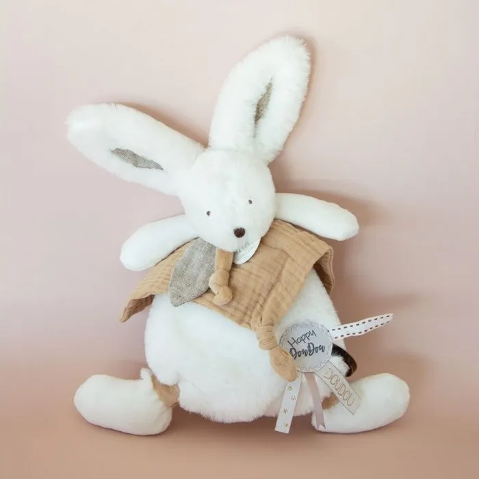 Doudou et Compagnie - Doudou Lapin - 25 cm - Blanc/Sable - Lapin Pompon Naturel - Idée Cadeau - Happy Wild - Happy Doudou To You-2