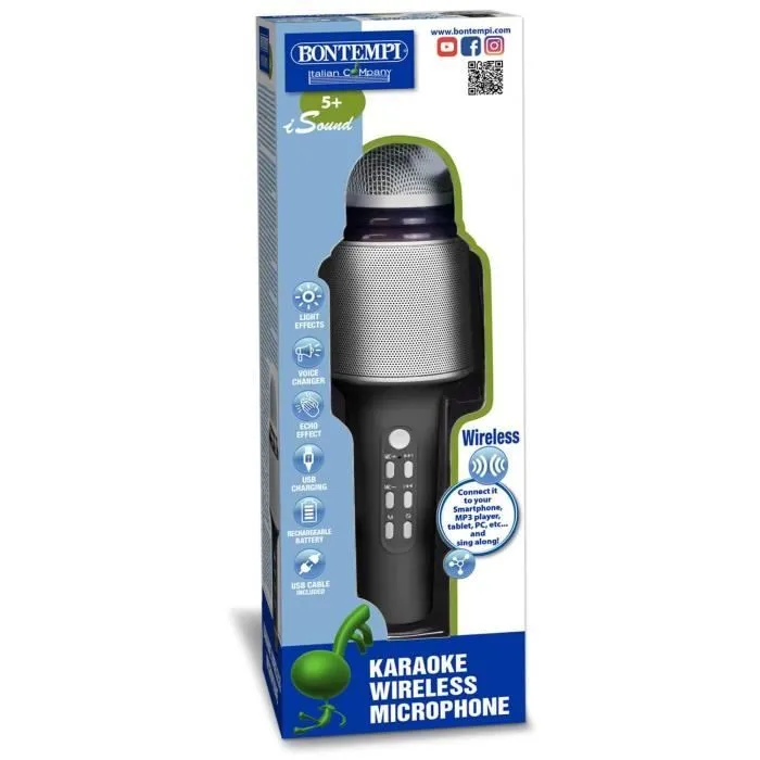 Micro karaoké - BONTEMPI - Modèle Unique - Connexion sans fil - Effets lumineux - USB C-3