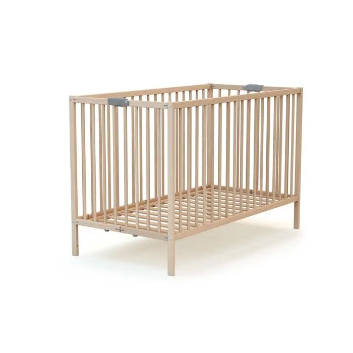 Lit bébé pliant AT4 Webaby Hêtre Brut 60 x 120 - AT4 - Hêtre massif - Beige - Bébé-1