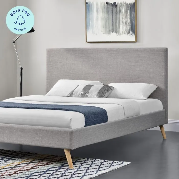 Lit Scandinave gris - HYPNIA - 180 x 200 cm - Contemporain - Design - A lattes-2