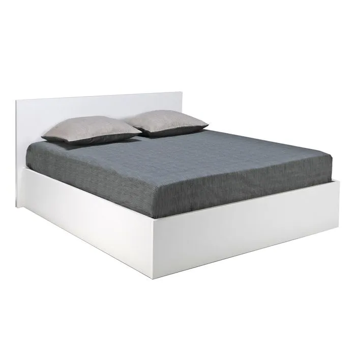 Lit coffre - MADRID - 160x200 - Bois - Blanc - Contemporain - Avec tiroirs-2