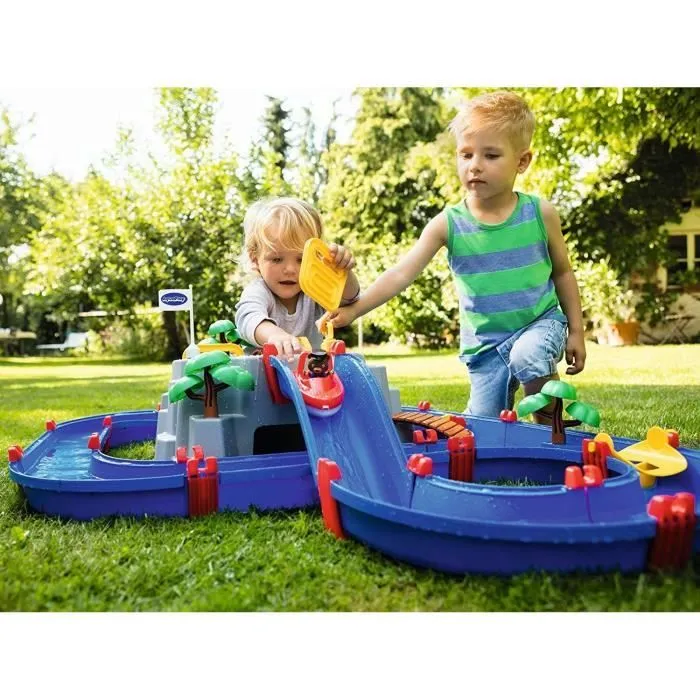 Smoby - Circuit de jeu d'eau AquaPlay - Mountain Lake - 2 bâteaux + 3 figurines animaux - Fabriqué en Allemagne - Dés 3ans-4