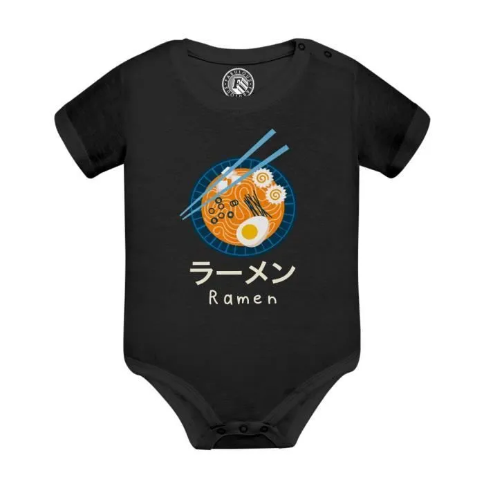 Body Bébé Manche Courte Noir Ramen Manga Anime Japon Asie Culture-0