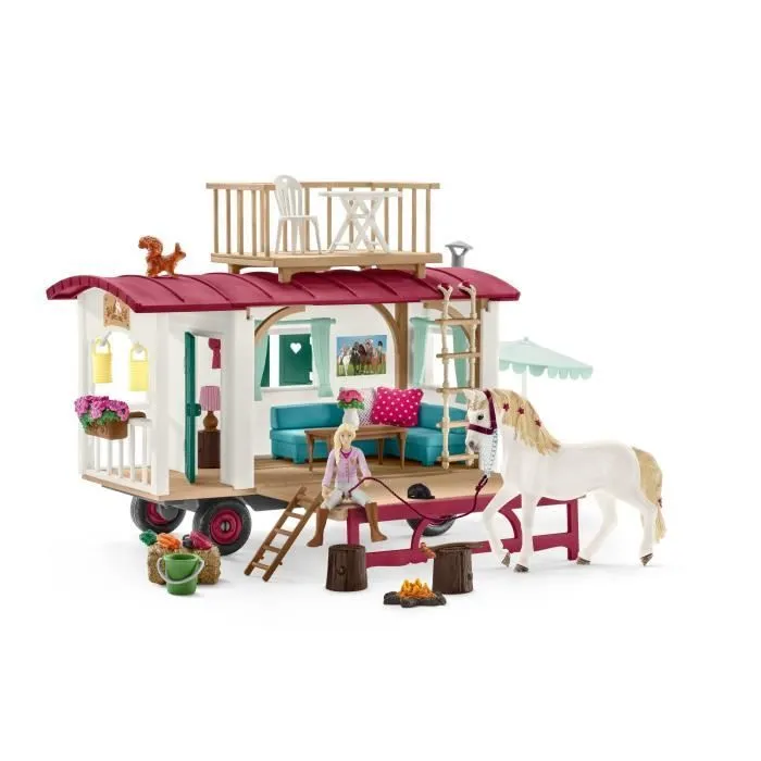 Caravane rencontres secrètes, coffret schleich avec 1 cheval schleich inclus, coffret figurines pour enfants de 5 ans - schleich-1