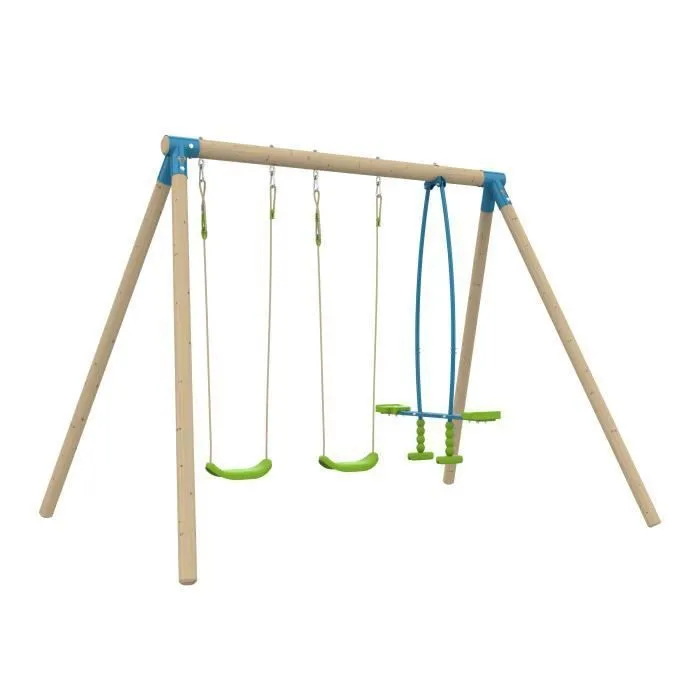 Portique BARBICHE 2 balançoires - vis-à-vis - kit d'ancrage - H.224 cm-0