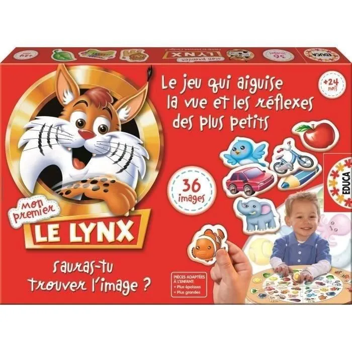 Jeu de compétition Le Lynx pour enfants de 24 mois - EDUCA - Mon Premier Lynx - 36 Images-0