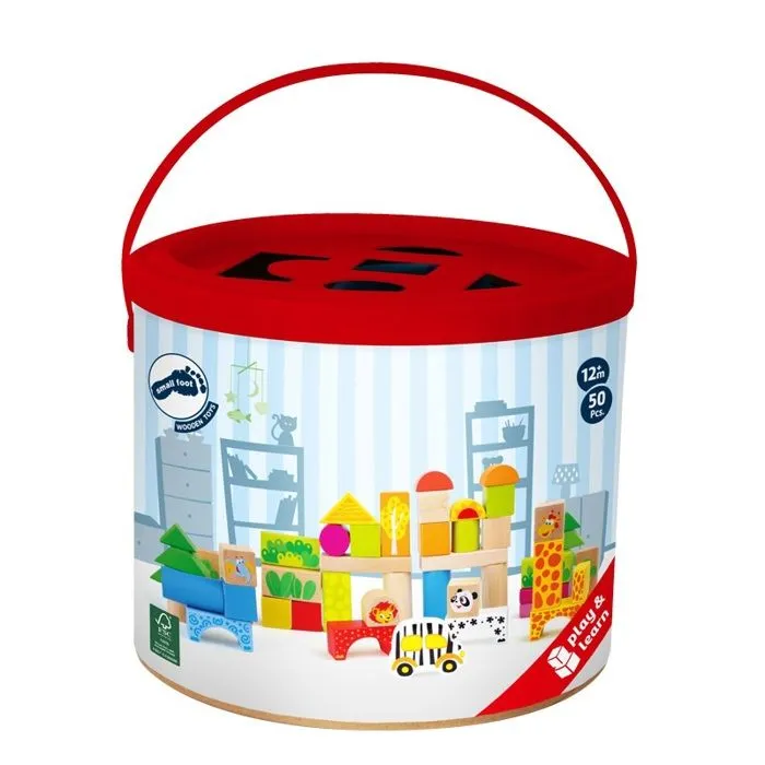 Blocs de construction en bois - Small foot company - Zoo - 100% FSC - Motricité fine - Mixte-2