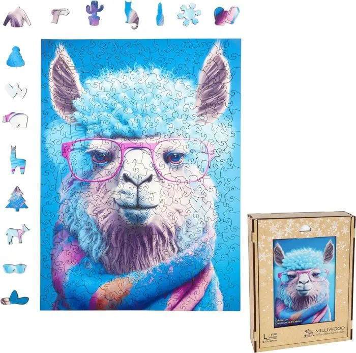 Puzzle en bois pour Enfants - Série Cold is cool - Le froid, c'est cool - Chic alpaga - 27,5 x 37cm - 316 Éléments - Milliwood-0