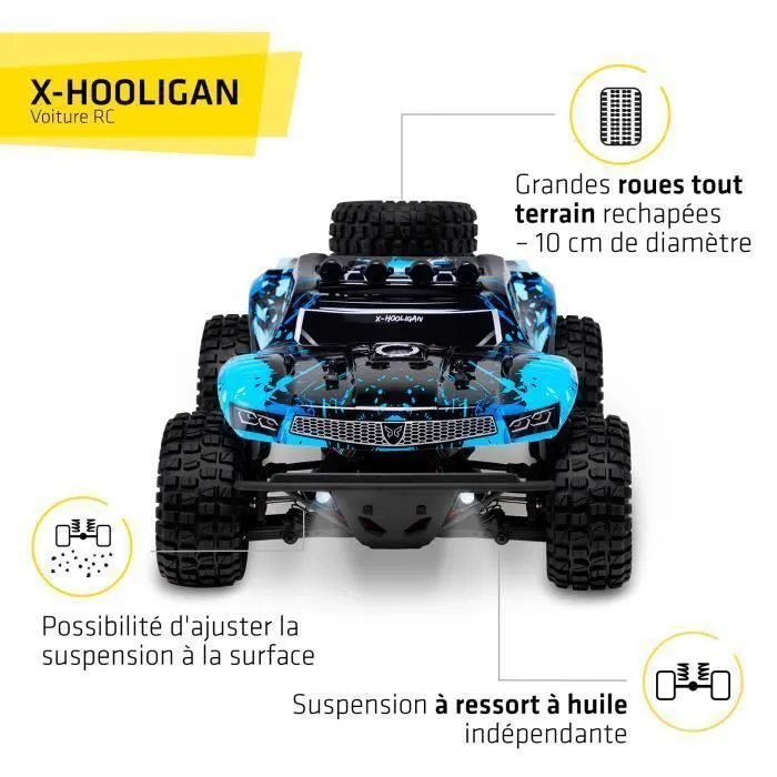 OVERMAX Hooligan Grande voiture télécommandée rapide, échelle 1:10, vitesse 50 km/h, portée 100 mètres, transmission 4x4, 40 min-2