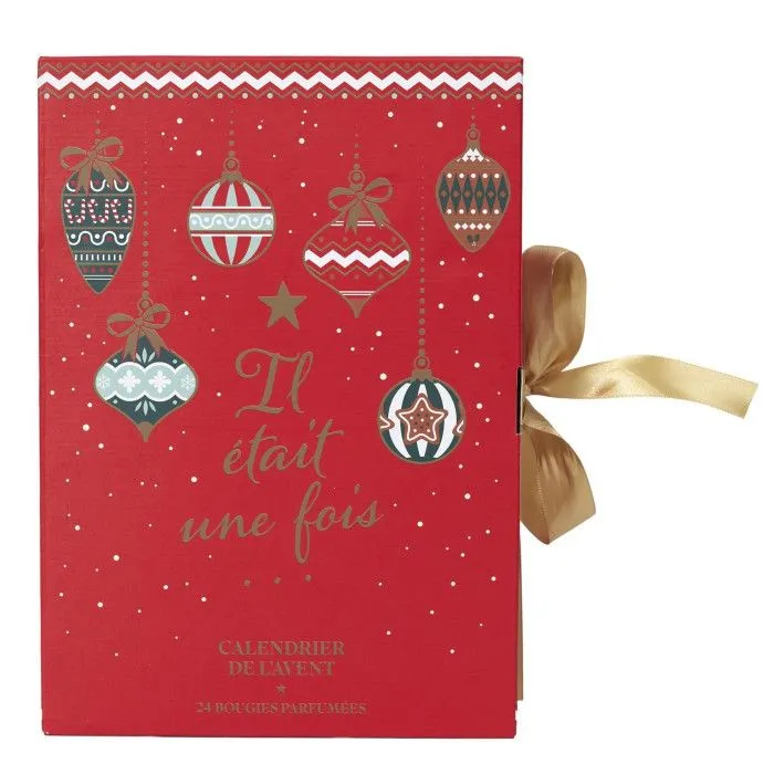 Calendrier de l'Avent 24 Bougies Parfumées "Noël" 30cm Rouge-2