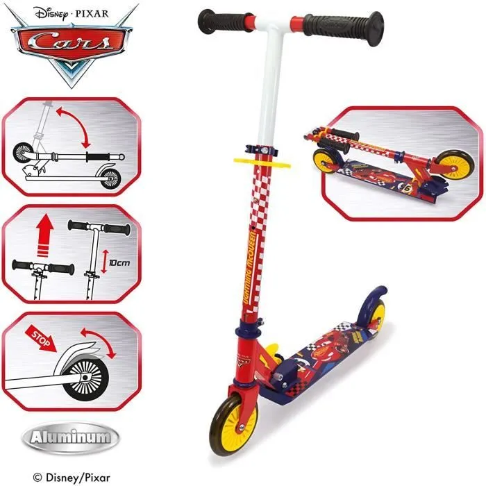 Smoby - Cars - Patinette 2 roues pliable - Strucure métale - Trottinette avec guidon réglable-1