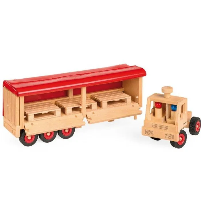 Camion semi-remorque - Fagus - 1081 - Bois de hêtre massif - Amovible - 2 personnages inclus-1