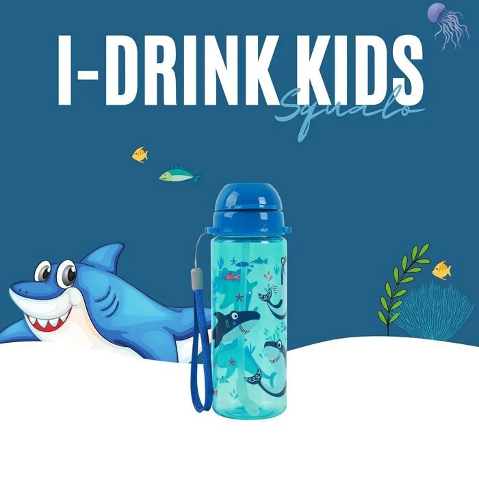 Lunch box - boite a repas Idrink (R) - Gourde 400 ml avec paille pour enfant (SHARK)-2