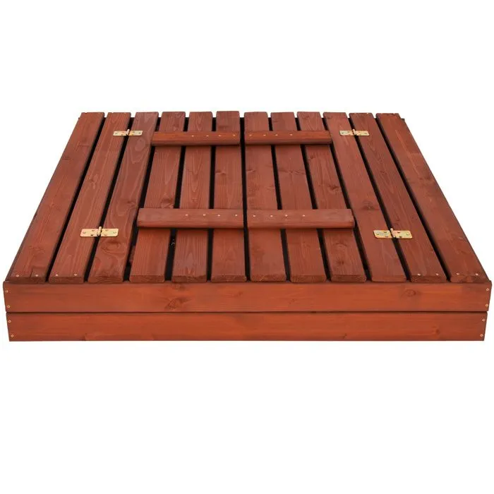 Bac à sable en bois - Springos® - 120 x 120 cm - Avec bancs - Bâche de protection - Imprégné-1