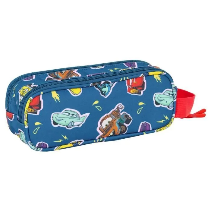 Trousse - Cars - Racing - 21 CM - 2 Compartiments - Zippée - Bleu-2