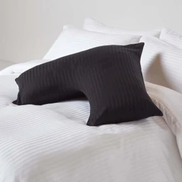 Taie d'oreiller spécial oreiller cervical en coton égyptien 330 fils Forme V noir-1
