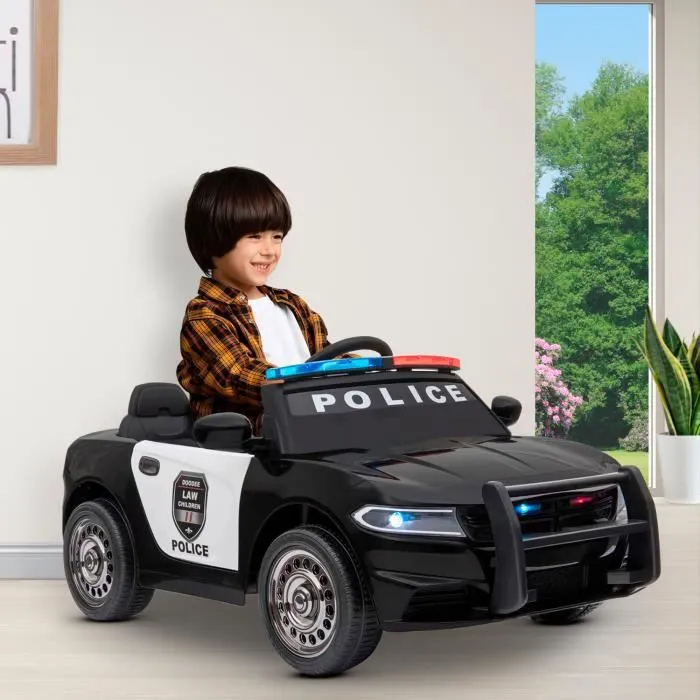 Voiture de police électrique 2x 30W - marche AV-AR, Gyrophares et Mégaphone-1